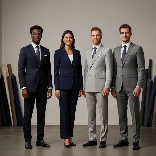Diverse professionals in formal corporate suits